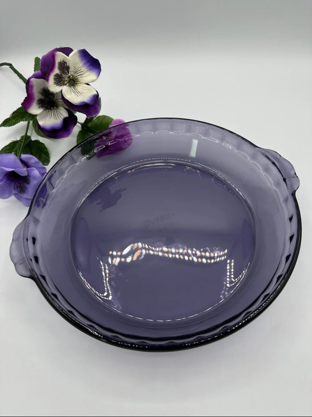 Pyrex Fluted Amethyst Glass Pie Plate. 9.5”” #229.